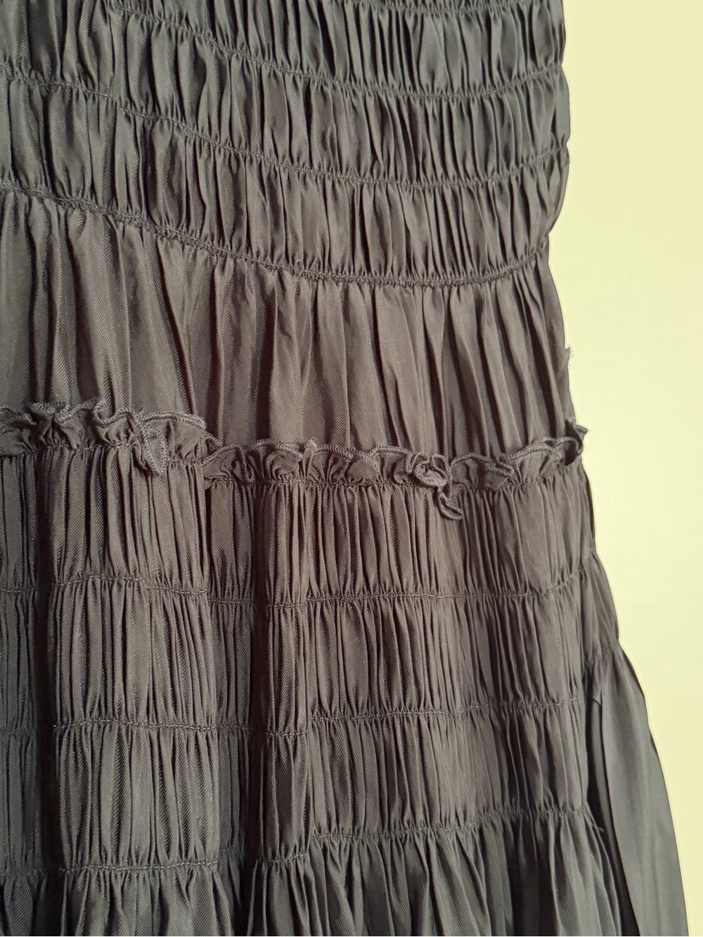 NWT! J.CREW "Maude" Black Smocked Midi Dress, sz M - Picture 3 of 7